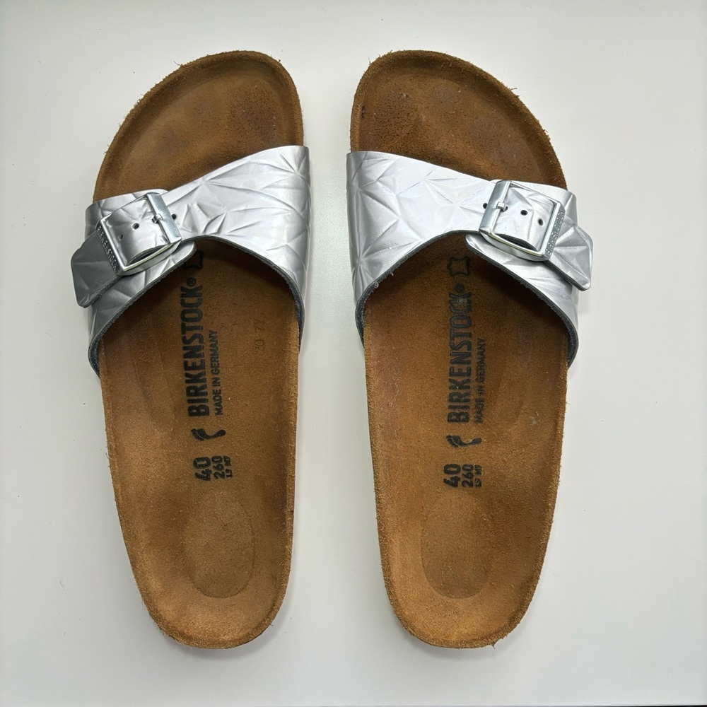 One-strap chrome Birkenstocks
